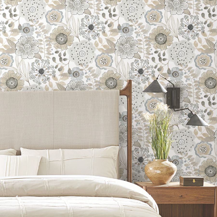 Purchase Zm2894 | Artisan Studio, Artistic Bouquet Neutral - York Wallpaper