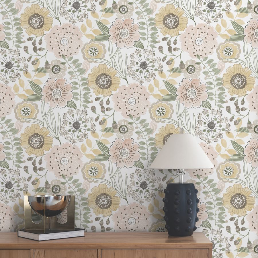 Purchase Zm2895 | Artisan Studio, Artistic Bouquet Coral & Lemon - York Wallpaper
