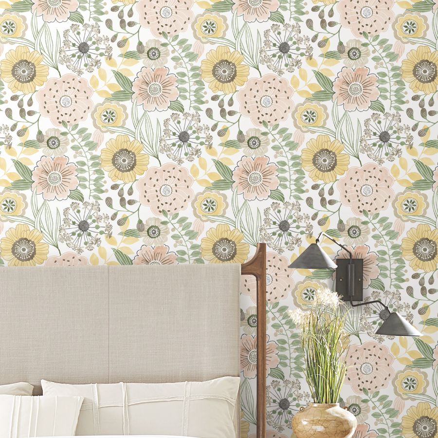 Purchase Zm2895 | Artisan Studio, Artistic Bouquet Coral & Lemon - York Wallpaper