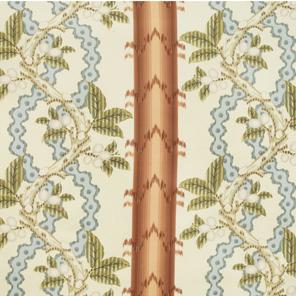 Sample BR-79510-677 Josselin Cotton And Linen Print Rust And Blue Botanical Brunschwig and Fils Fabric