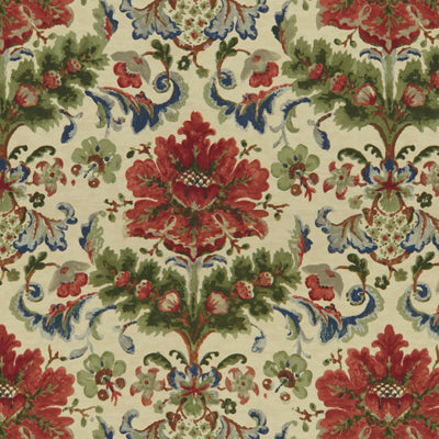 Sample BR-79574.010.0 Windsor Damask Cotton and Linen Print Red Damask Brunschwig and Fils Fabric
