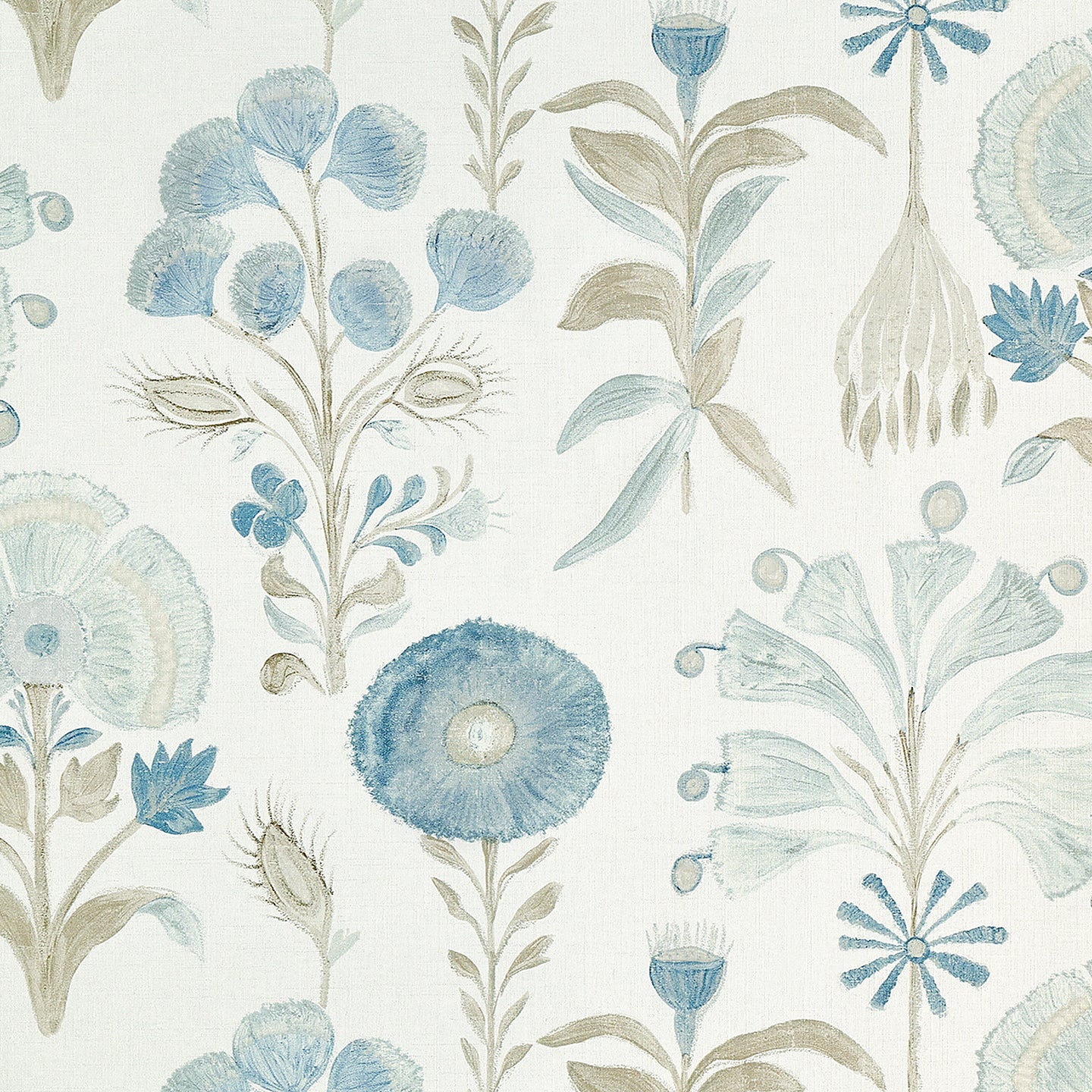 Purchase Phillip Jeffries Wallpaper - 40401, Posy - Blue Thistle On Canvas Linen