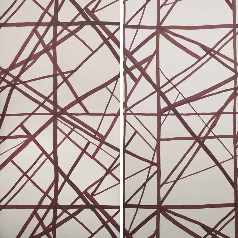 Sample GWP-3417.911.0 Channels Paper Red Geometric Lee Jofa Modern Wallpaper