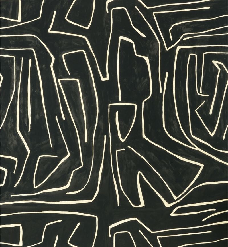 Sample GWP-3501.816.0 Graffito Black Geometric Lee Jofa Modern Wallpaper