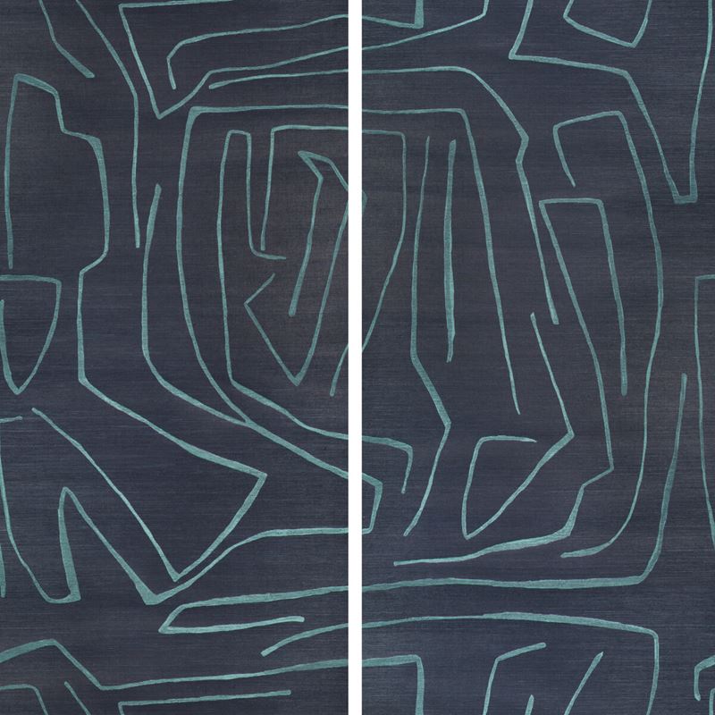Sample GWP-3720.505.0 Graffito Ii Blue Geometric Lee Jofa Modern Wallpaper