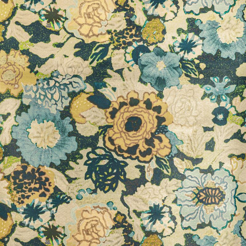 Sample GWP-3729.450.0 Arioso Paper, Marine/Citron by Lee Jofa Modern Wallpaper