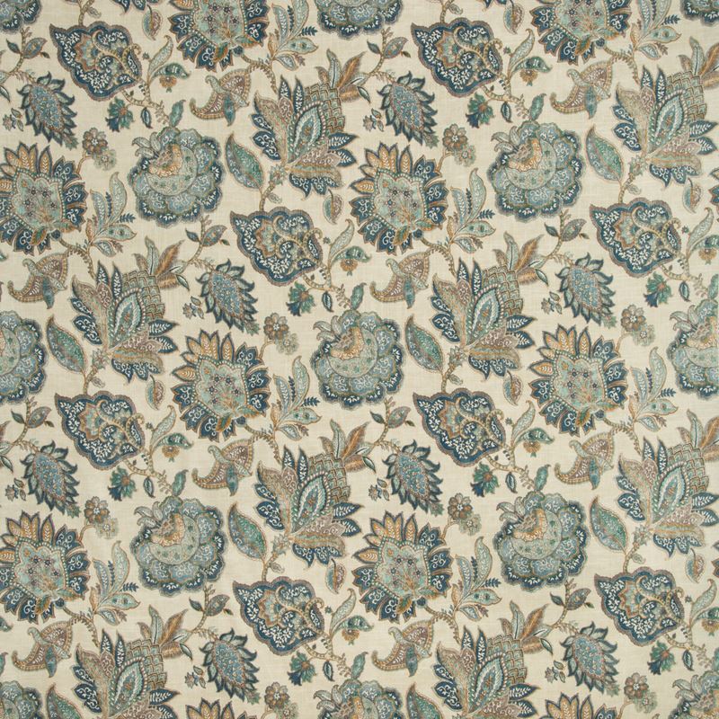Sample HANALEI.516.0 Blue Multipurpose Botanical Foliage Fabric by Kravet Basics