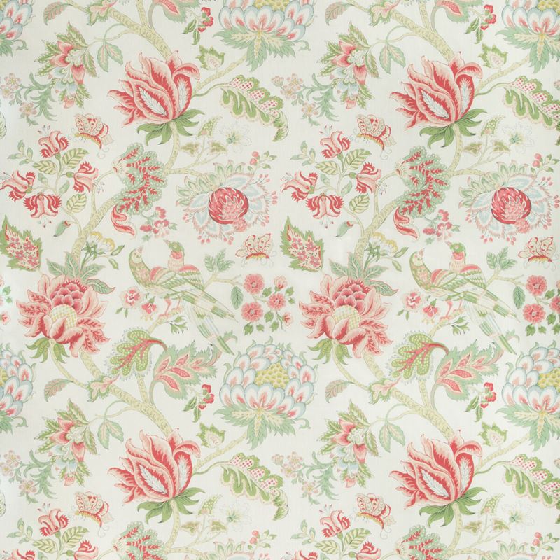 Sample LAMBROOK.73.0 Lambrook Peony Coral Multipurpose Botanical Foliage Fabric by Kravet Basics