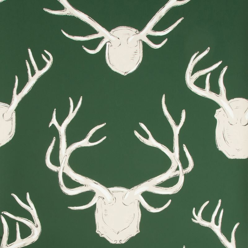 Sample P2017102.3.0 Antlers Paper Green Animals Lee Jofa Wallpaper