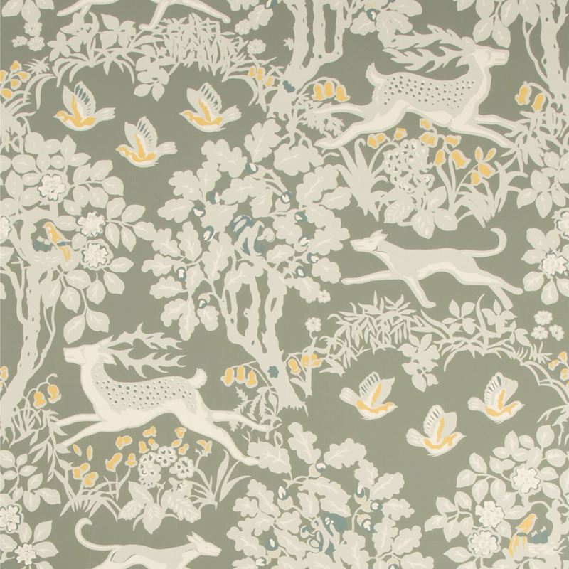 Sample P2017104.114.0 Mille Fleur Wp Grey Animals Lee Jofa Wallpaper