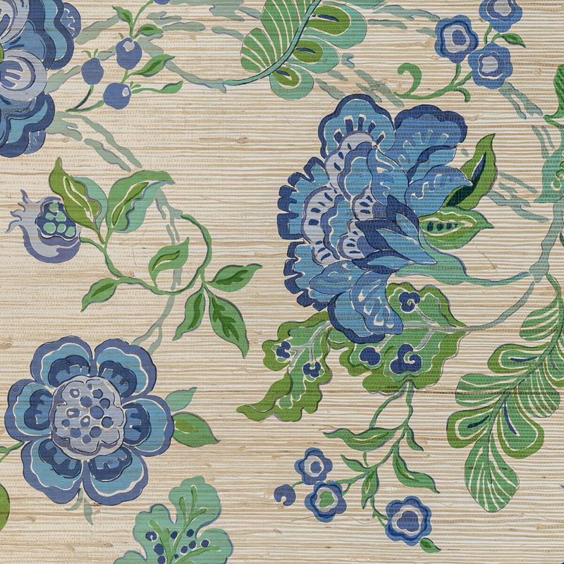 Sample PBFC-3527.530.0 Somerset Grasscloth, Blue by Lee Jofa Wallpaper
