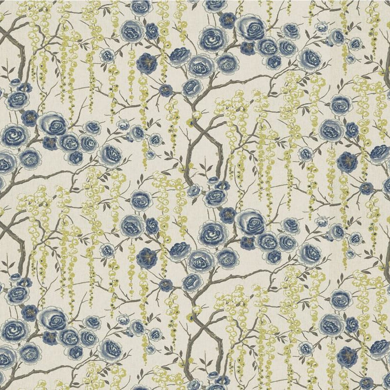 Sample PEONYTREE.523.0 Peonytree Ultramarine Blue Multipurpose Botanical Foliage Fabric by Kravet Basics