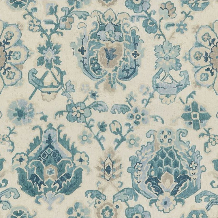 Sample SAROUKRUG.35.0 Saroukrug Aquamarine Teal Multipurpose Botanical Foliage Fabric by Kravet Basics