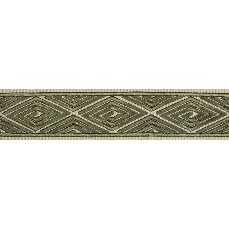 Sample T8017102-30 Labyrinthe Tape Green Brunschwig and Fils Fabric
