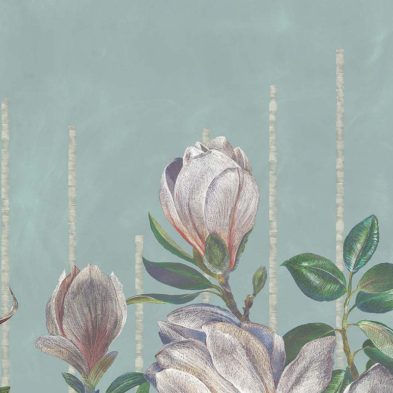 Purchase Item# W7338-02 pattern name & colorFolium Magnolia Frieze Aqua/Ochre Osborne & Little Wallpaper