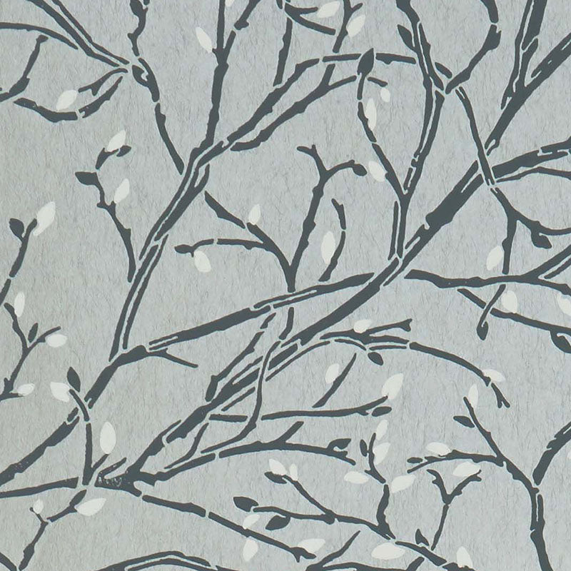Purchase Sample - W7339-01 Folium Twiggy Pewter/Black/White Osborne & Little Wallpaper