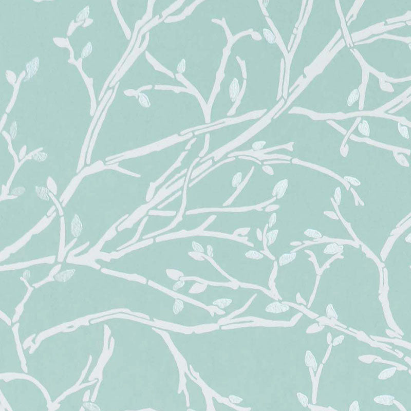 Purchase SKU# W7339-05 pattern name & colorFolium Twiggy Eau De Nil/White/Silver Osborne & Little Wallpaper