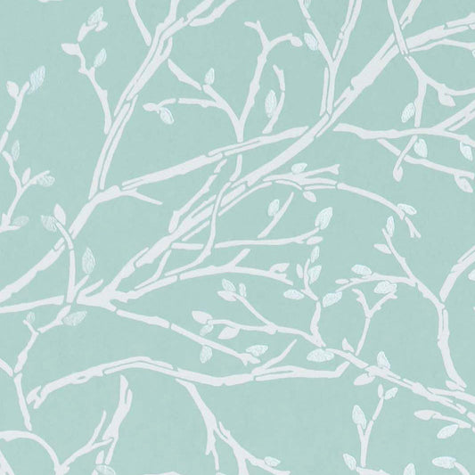 Purchase SKU# W7339-05 pattern name & colorFolium Twiggy Eau De Nil/White/Silver Osborne & Little Wallpaper