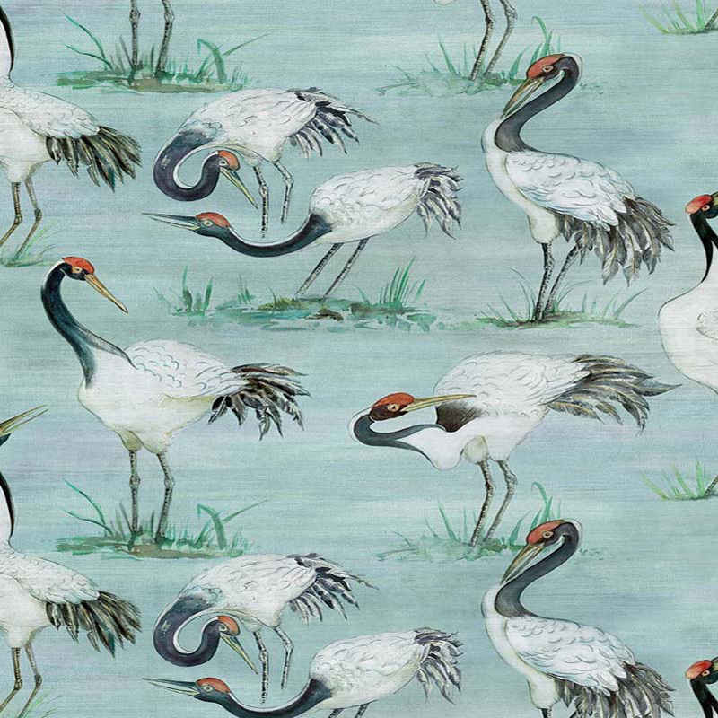 Purchase Item W7456-02 pattern name & colorMansfield Park Cranes Aqua Osborne & Little Wallpaper