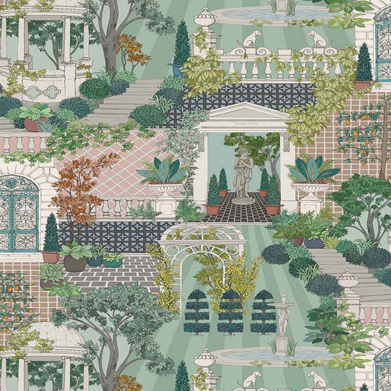 Purchase Sample - W7459-01 Mansfield Park Follies Green/Blush Osborne & Little Wallpaper