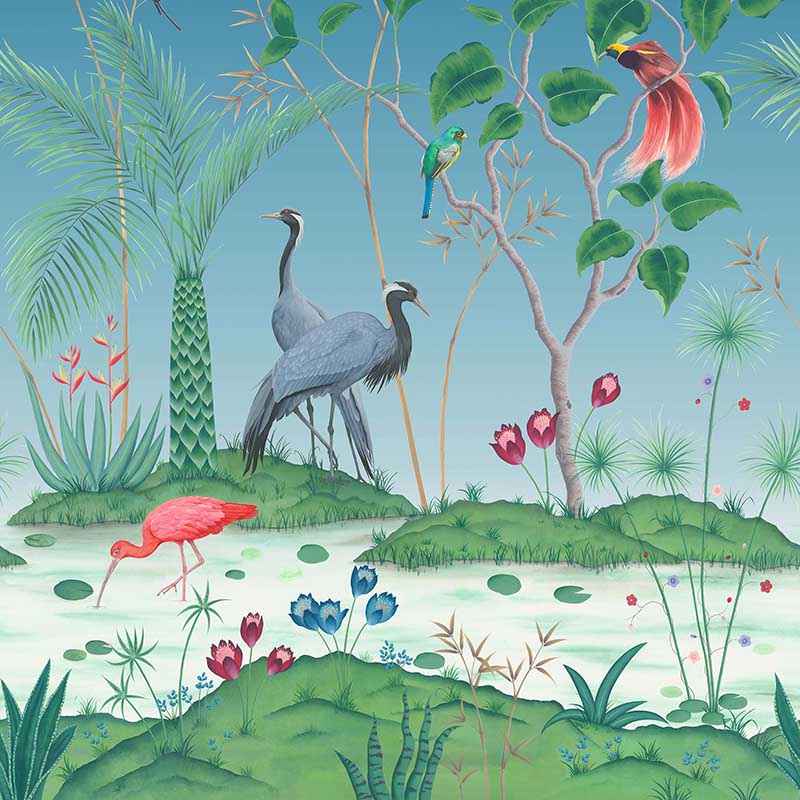 Purchase Sample - W7610-04 Mirage Azure Blue Osborne & Little Wallpaper