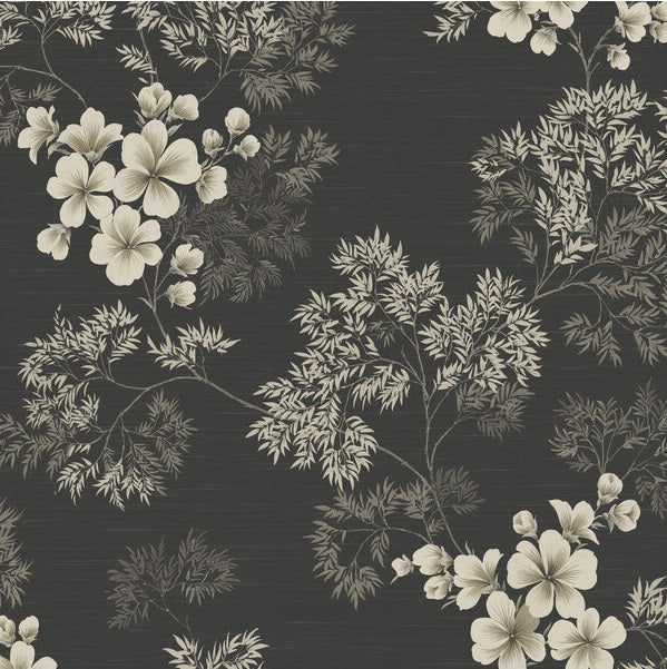 Sample WBP10100.WT.0 Flora Charcoal Botanical Winfield Thybony Wallpaper
