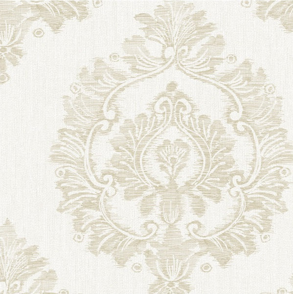 Sample WBP10505.WT.0 Damascus Kahki Damask Winfield Thybony Wallpaper