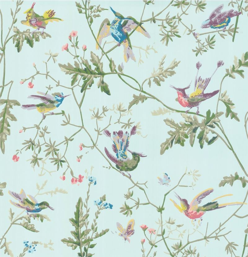 Order 100/14069 Cs Hummingbirds Blue Multi Colour By Cole and Son Wallpaper