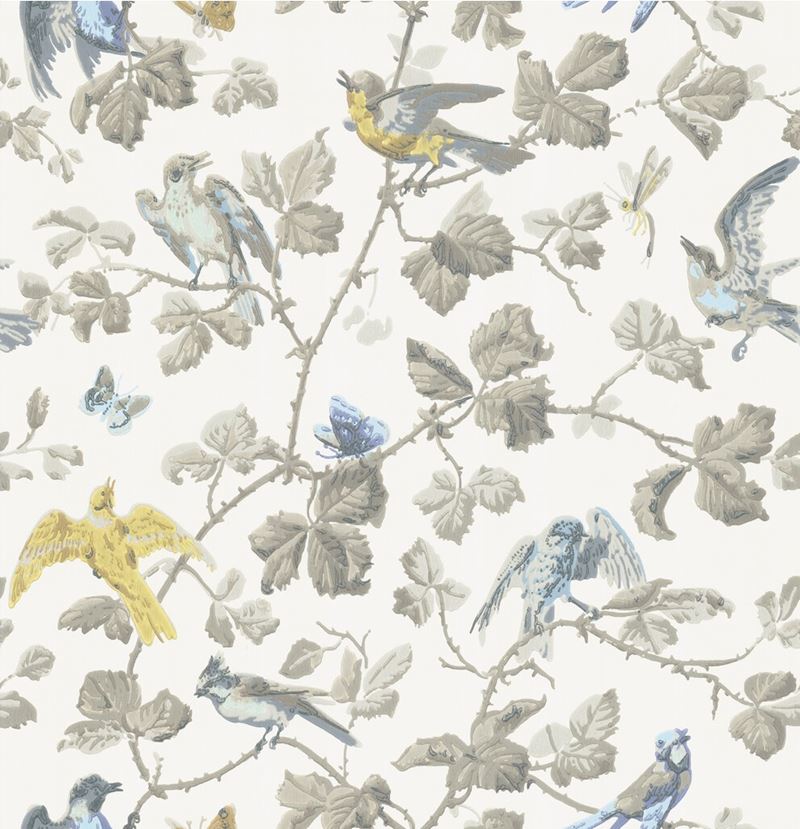 Select 100/2008 Cs Winter Birds Yellow And Grey By Cole and Son Wallpaper