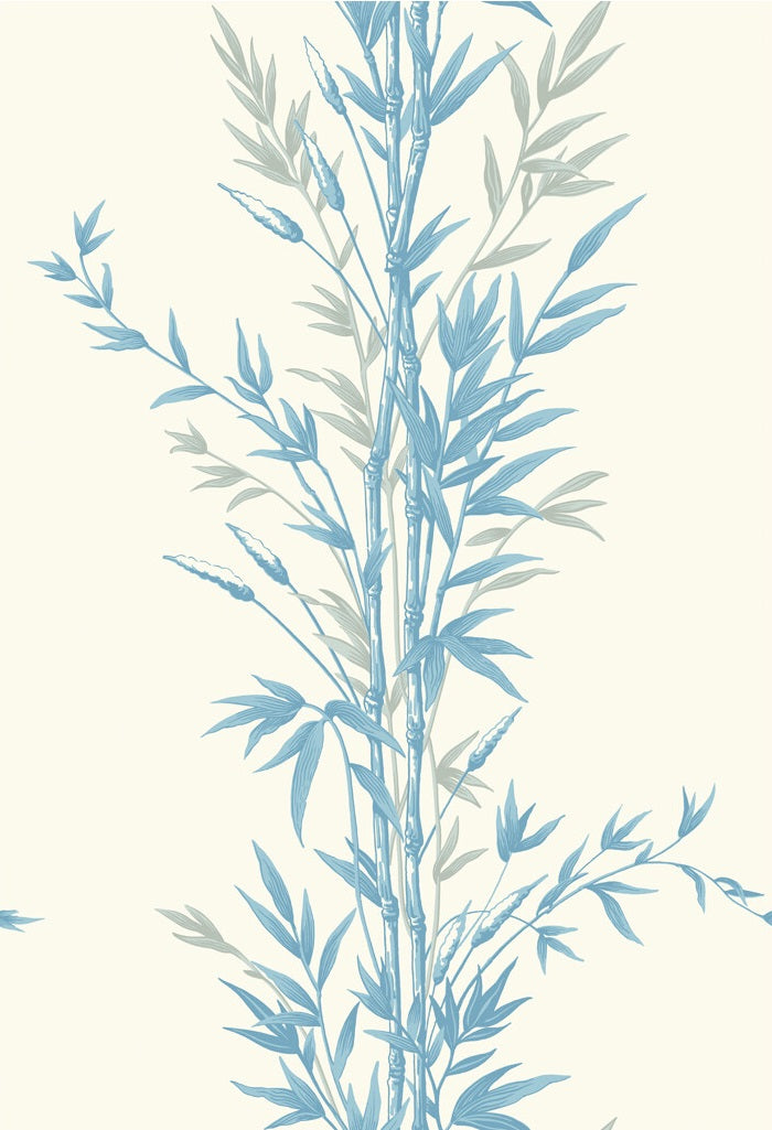 Search 100/5022 Cs Bamboo Blue On Ivory By Cole and Son Wallpaper