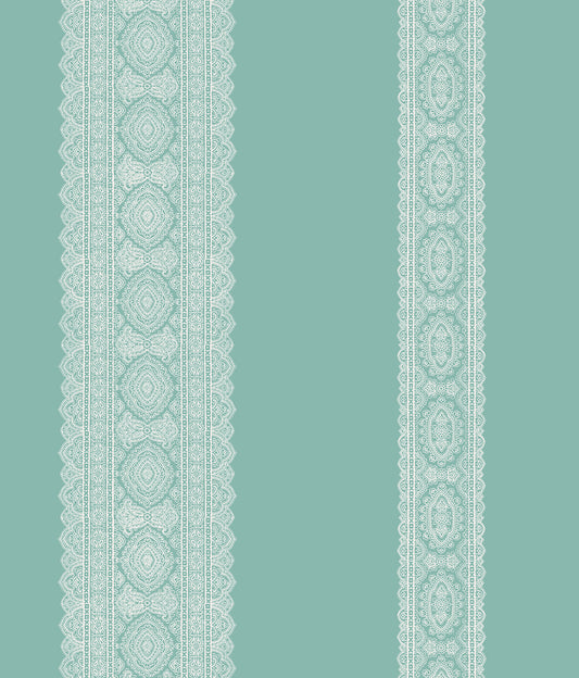 Buy 1014-001834 Kismet Turquoise Brynn Turquoise Paisley Stripe Wallpaper A Street Prints Wallpaper