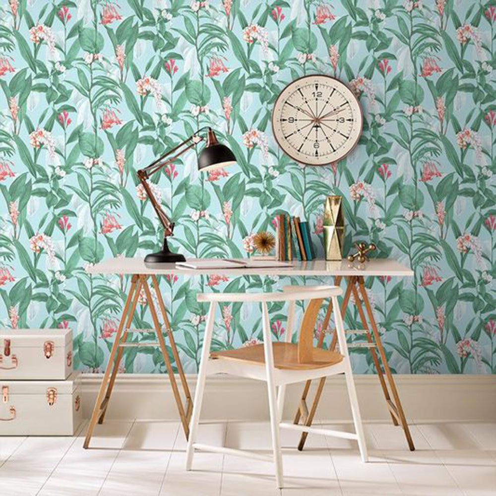 Save on Graham & Brown Wallpaper Botanical Duck Egg Removable Wallpaper_2