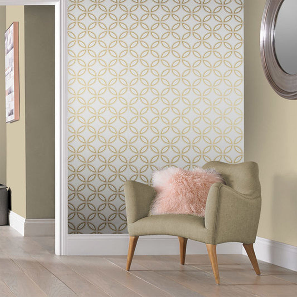 View Graham & Brown Wallpaper Eternity White and Gold Removable Wallpaper_2