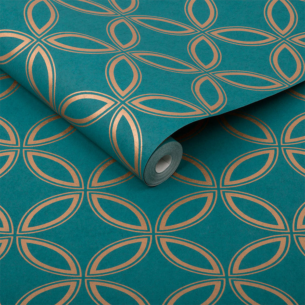 Buy Graham & Brown Wallpaper Eternity Teal and Copper Removable Wallpaper_3