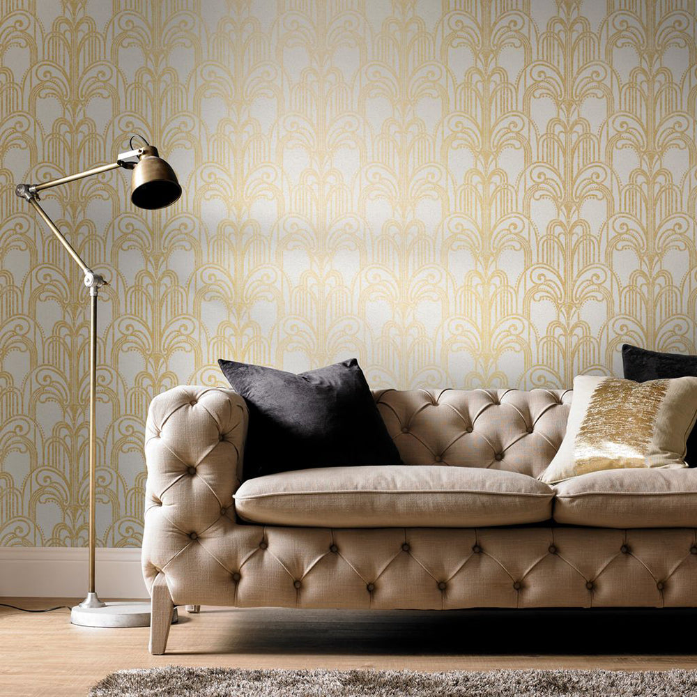 Looking for Graham & Brown Wallpaper Art Deco Gold and Pearl Removable Wallpaper_2