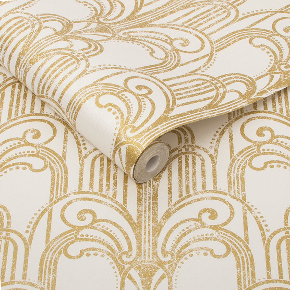 Looking for Graham & Brown Wallpaper Art Deco Gold and Pearl Removable Wallpaper_3