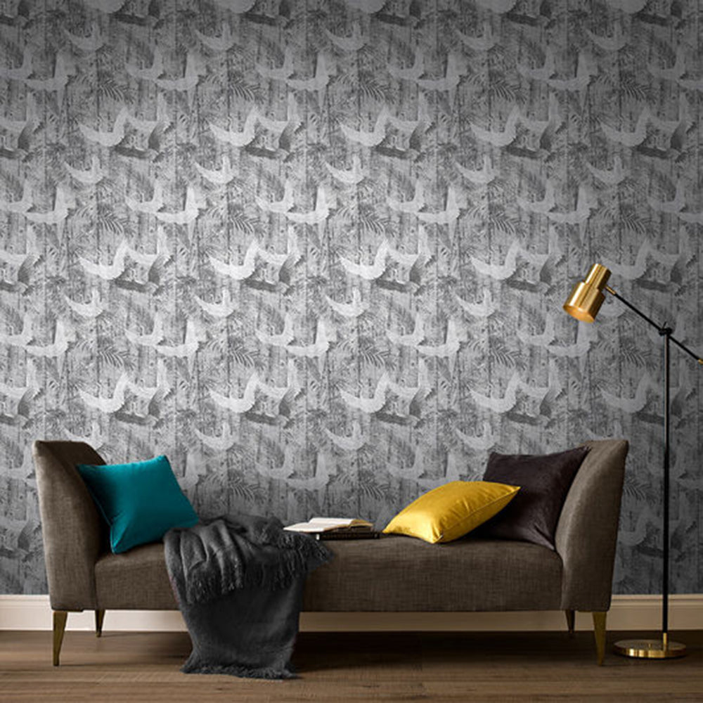 Shop Graham & Brown Wallpaper Crane Grey Removable Wallpaper_2