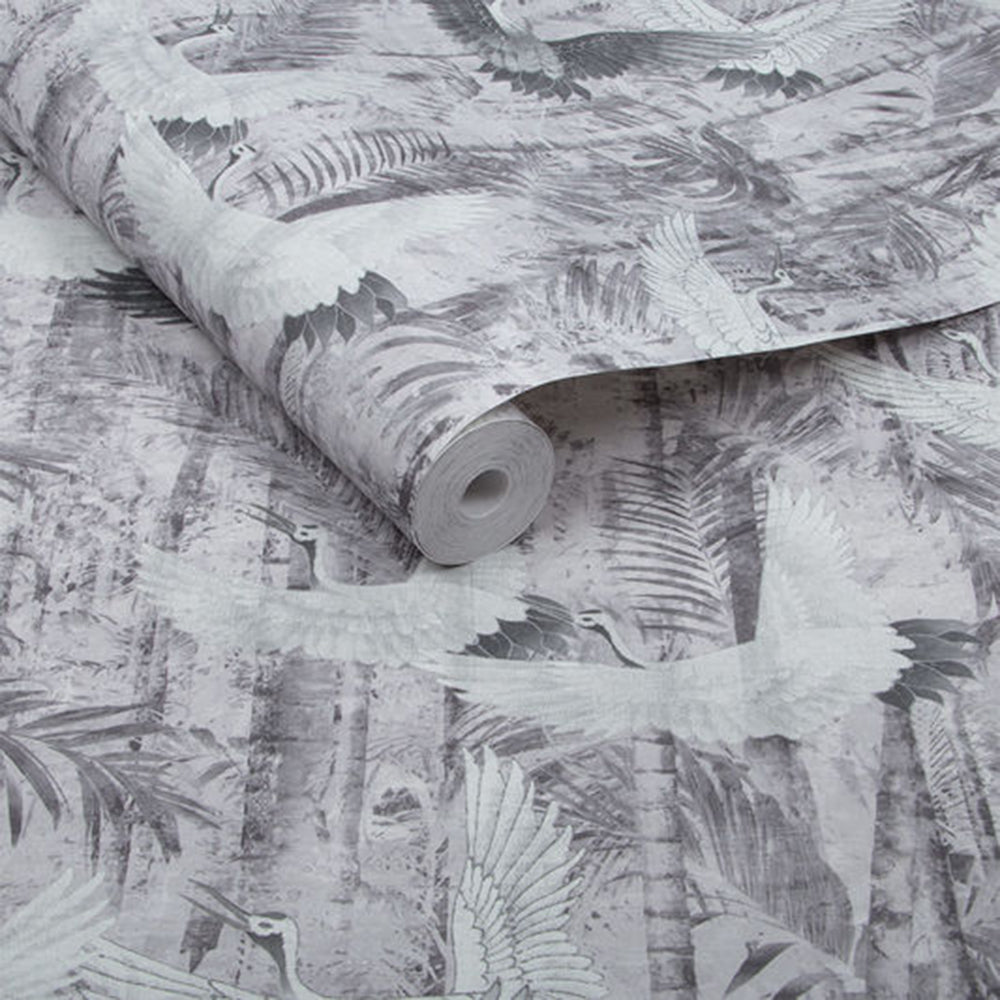 Shop Graham & Brown Wallpaper Crane Grey Removable Wallpaper_3