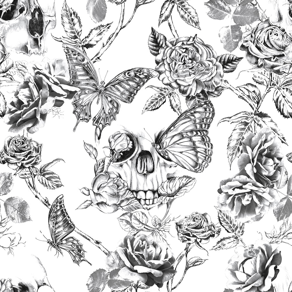 Acquire Graham & Brown Wallpaper Skull Roses Removable Wallpaper