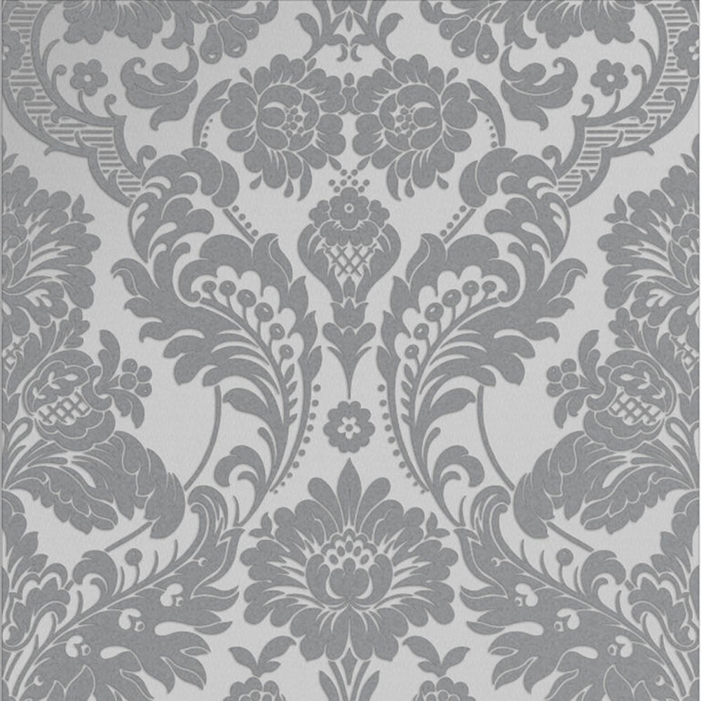 Looking for Graham & Brown Wallpaper Gothic Damask Flock Grey and Silver Removable Wallpaper