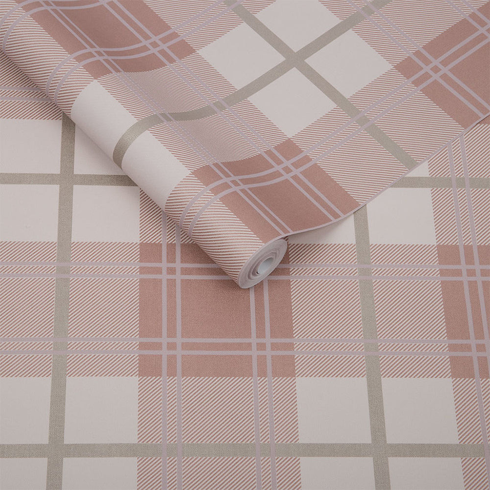 Buy Graham & Brown Wallpaper Tartan Pink Removable Wallpaper_3