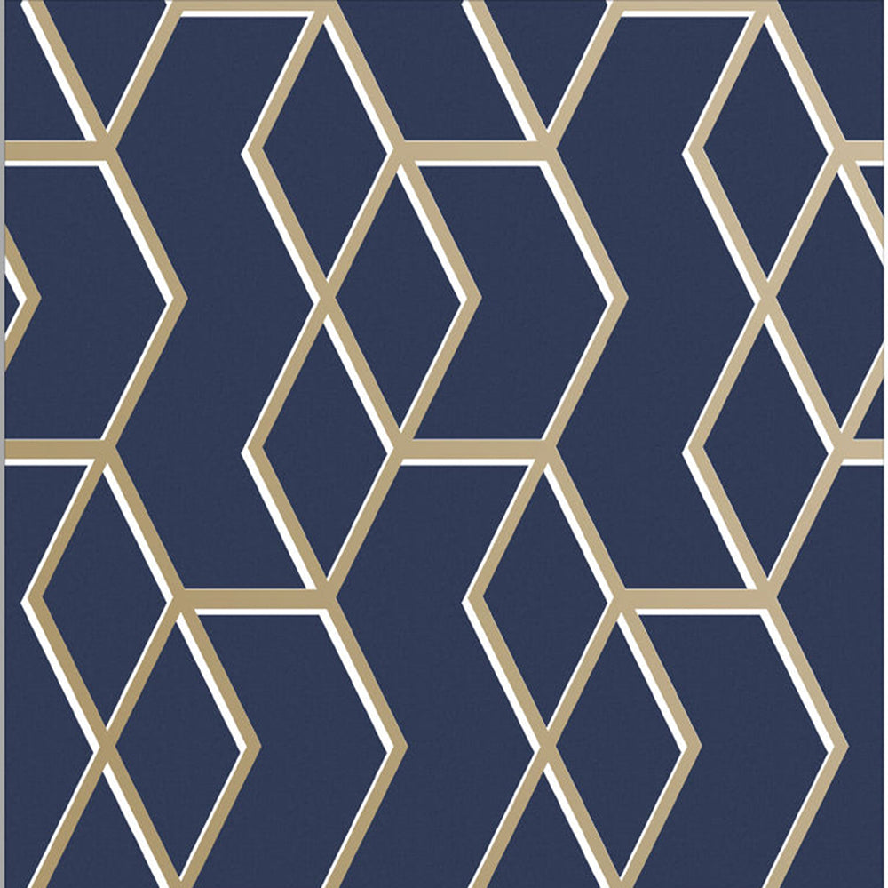 Acquire Graham & Brown Wallpaper Archetype Navy and Gold Removable Wallpaper