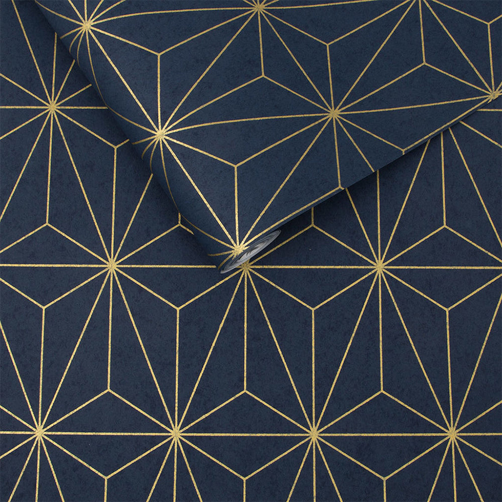 Buy Graham & Brown Wallpaper Prism Navy and Gold Removable Wallpaper_3