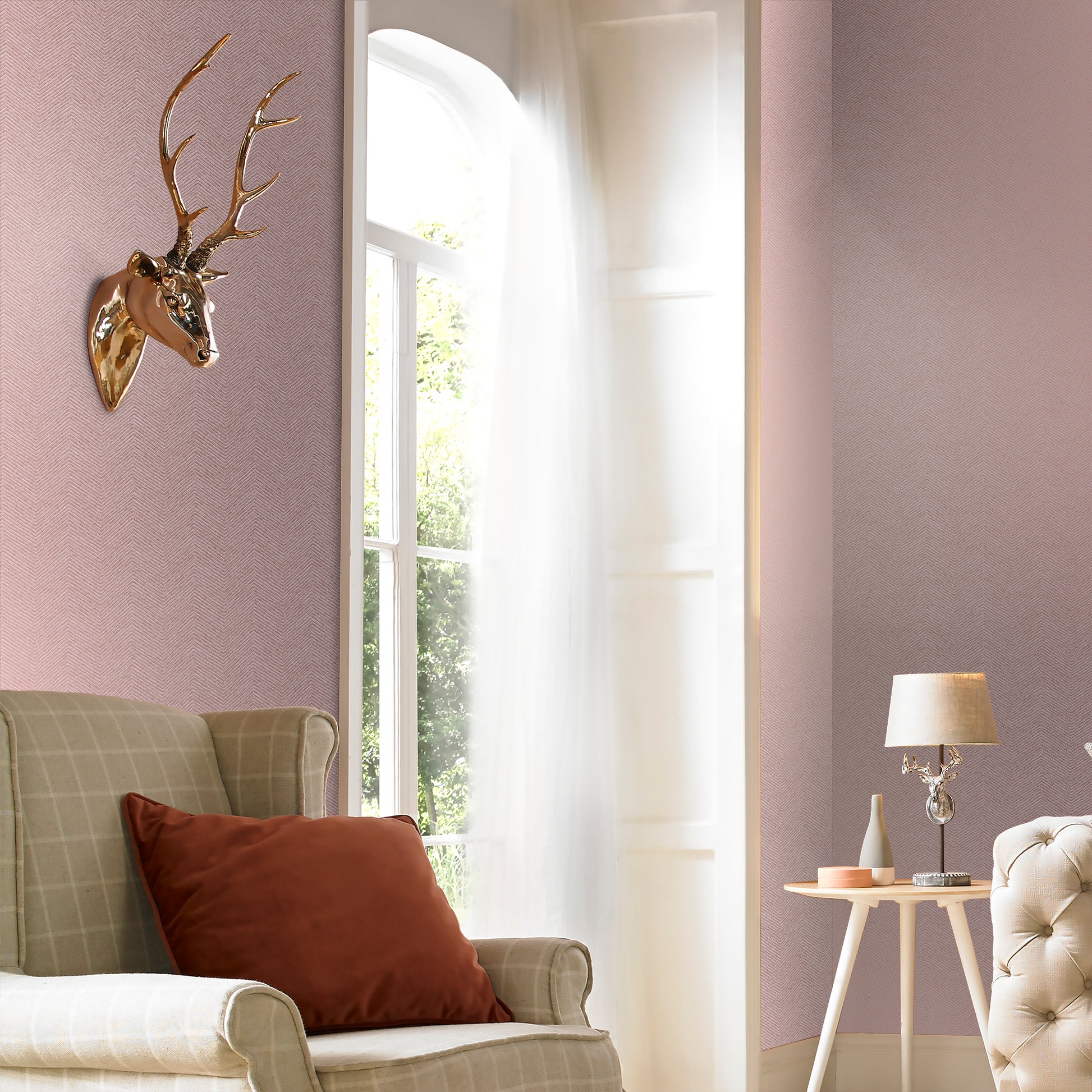 Order Graham & Brown Wallpaper Chevron Texture Pink and Bronze Removable Wallpaper_2