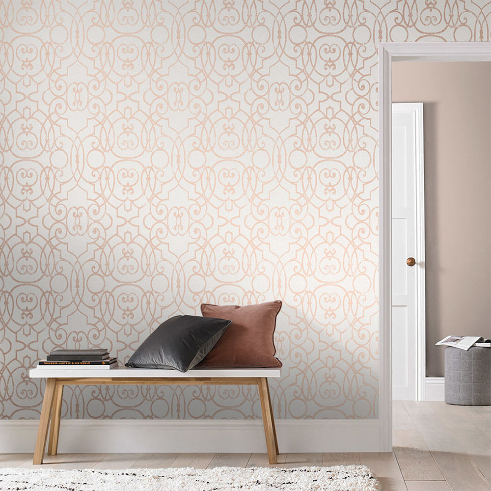 Shop Graham & Brown Wallpaper Shoji Blossom and Rose Gold Removable Wallpaper_2