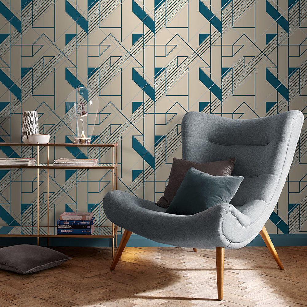 Acquire Graham & Brown Wallpaper Graphic Cobalt Removable Wallpaper_2