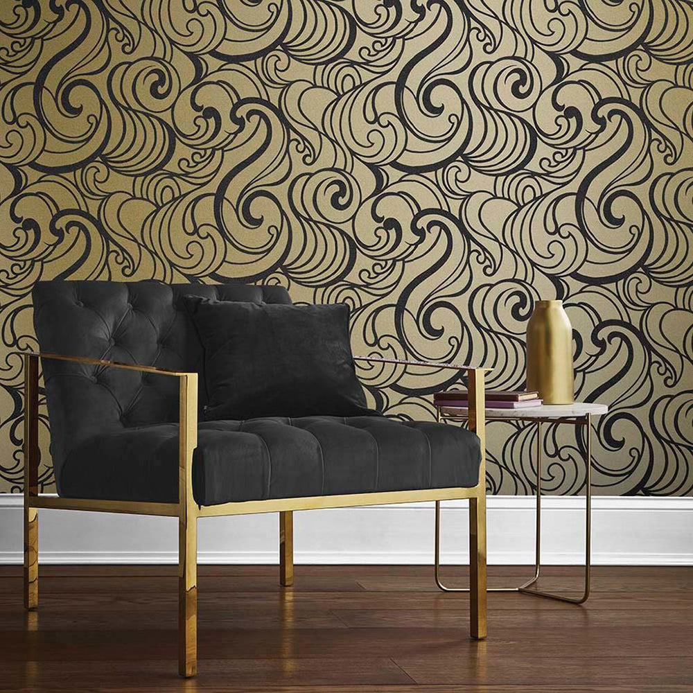 Shop Graham & Brown Wallpaper Hula Swirl Guilded Removable Wallpaper_2