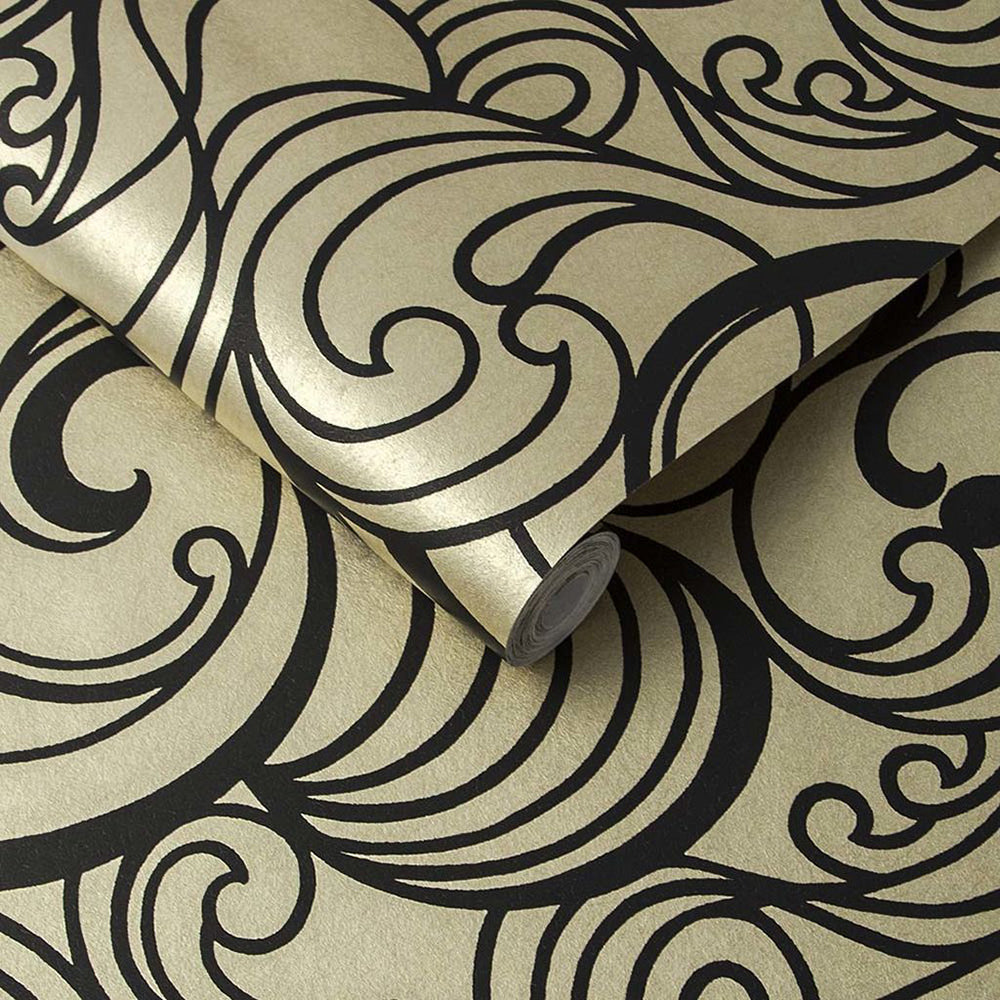 Shop Graham & Brown Wallpaper Hula Swirl Guilded Removable Wallpaper_3