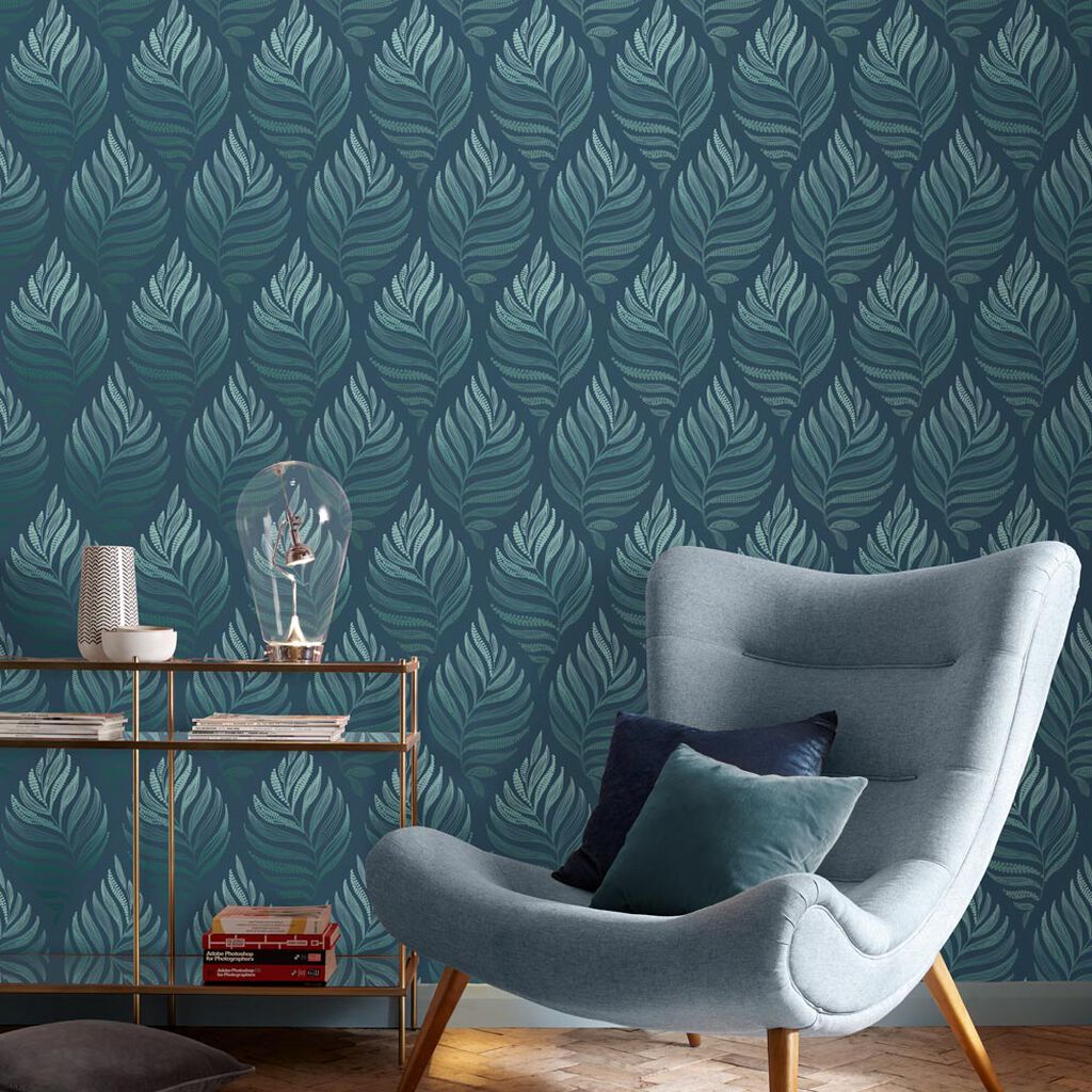 View Graham & Brown Wallpaper Botanica Teal Removable Wallpaper_2