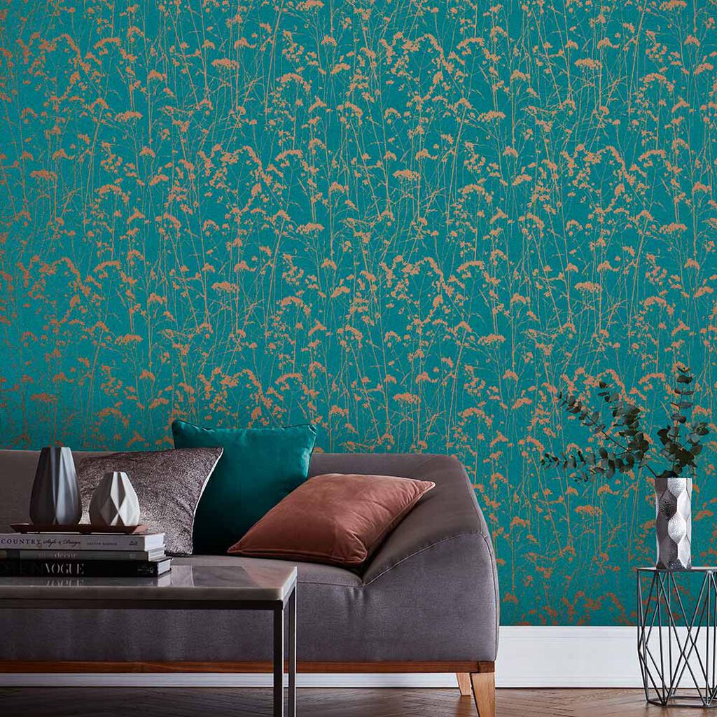 Select Graham & Brown Wallpaper Grace Teal Removable Wallpaper_2